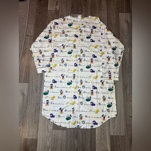 NWT VTG Disney Sleep Shirt Quarter Button-Up Slight Long Sleeve Size XL